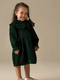 Gelegenheidskleding|Angel & Rocket Dotty Scalloped Embroidered Collar Velvet Dress
