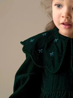 Gelegenheidskleding|Angel & Rocket Dotty Scalloped Embroidered Collar Velvet Dress