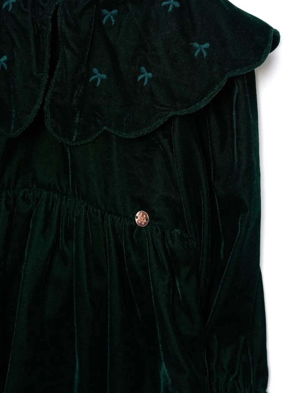 Gelegenheidskleding|Angel & Rocket Dotty Scalloped Embroidered Collar Velvet Dress