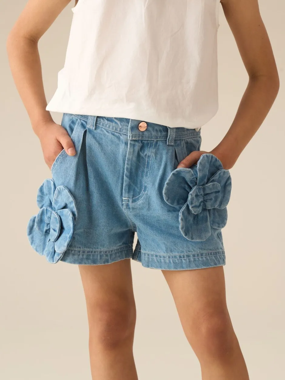 Shorts En Rokken|Angel & Rocket Eden 3D Flower Denim Shorts