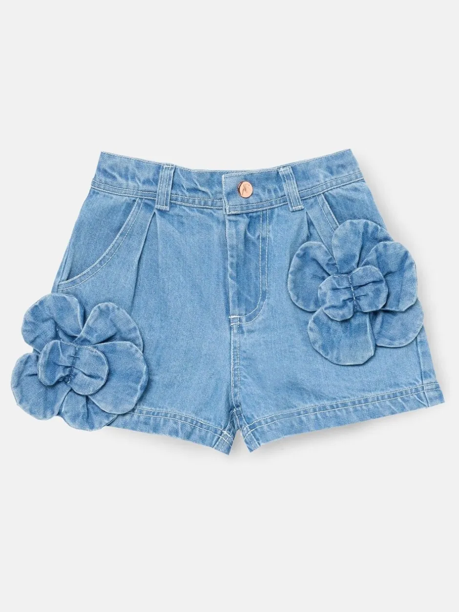 Shorts En Rokken|Angel & Rocket Eden 3D Flower Denim Shorts