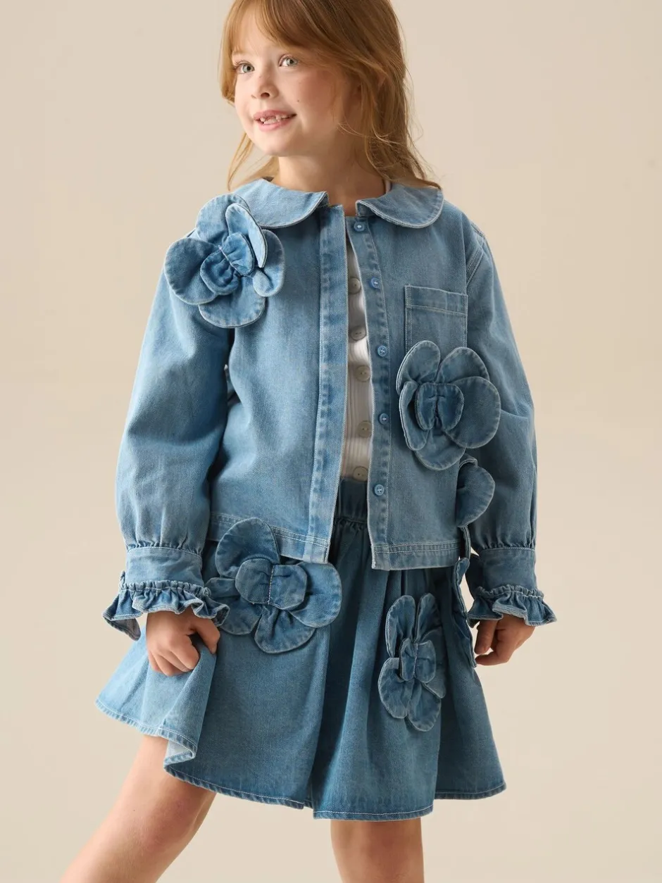 Shorts En Rokken|Angel & Rocket Eden 3D Flower Denim Skirt