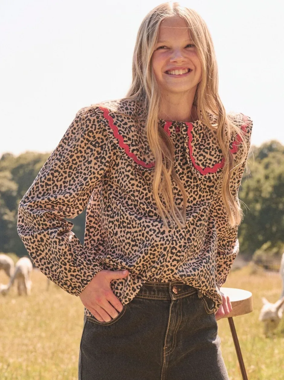 Overhemden En Blouses*Angel & Rocket Elle Leopard Print Frill Collar Blouse