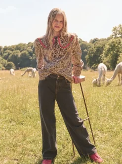 Overhemden En Blouses*Angel & Rocket Elle Leopard Print Frill Collar Blouse