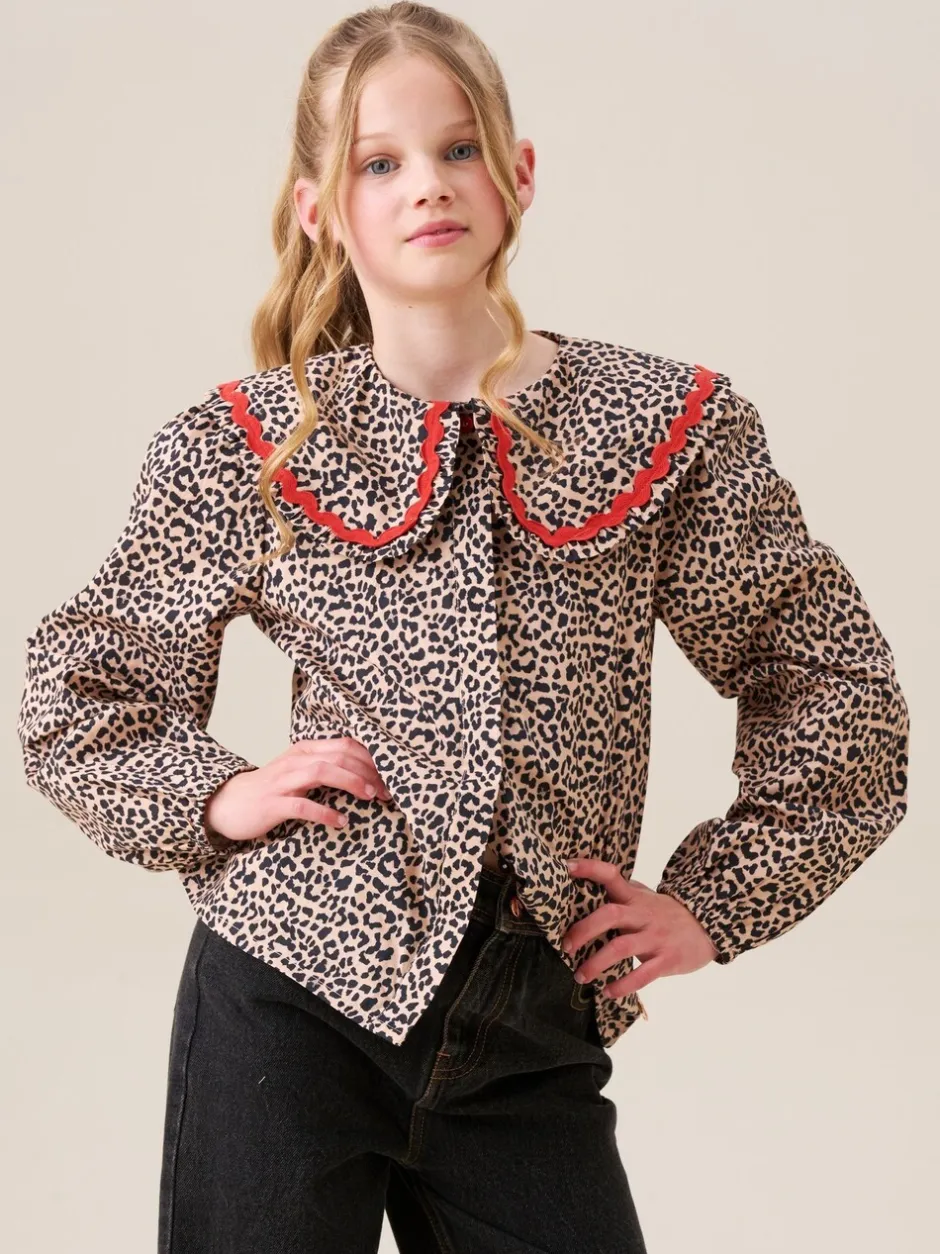 Overhemden En Blouses*Angel & Rocket Elle Leopard Print Frill Collar Blouse