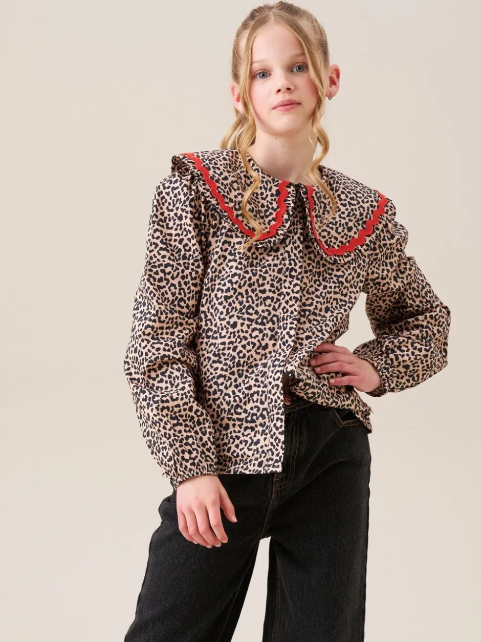 Overhemden En Blouses*Angel & Rocket Elle Leopard Print Frill Collar Blouse