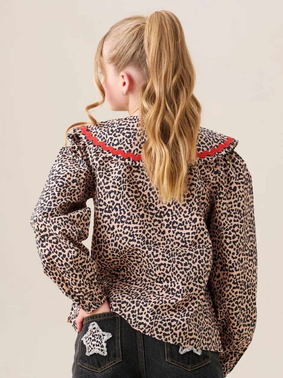 Overhemden En Blouses*Angel & Rocket Elle Leopard Print Frill Collar Blouse