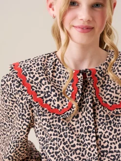 Overhemden En Blouses*Angel & Rocket Elle Leopard Print Frill Collar Blouse