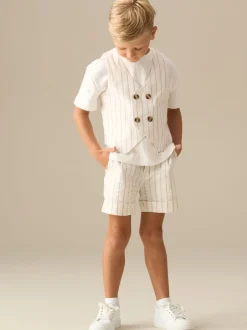 Kostuums En Herenvesten*Angel & Rocket Jake Double Breasted Stripe Waistcoat And T Shirt Set