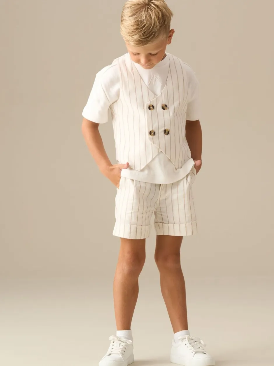 Kostuums En Herenvesten*Angel & Rocket Jake Double Breasted Stripe Waistcoat And T Shirt Set