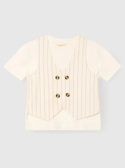Kostuums En Herenvesten*Angel & Rocket Jake Double Breasted Stripe Waistcoat And T Shirt Set
