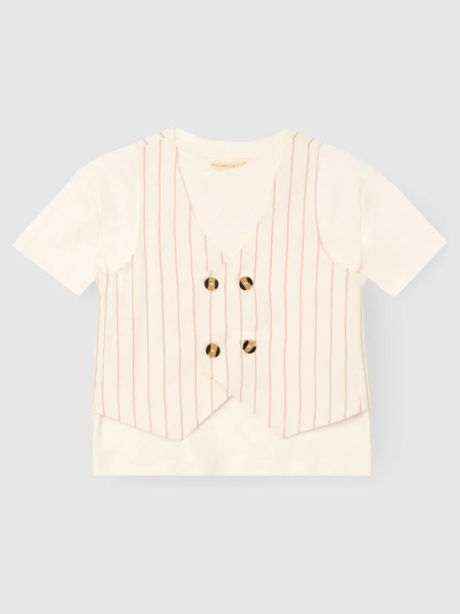 Kostuums En Herenvesten*Angel & Rocket Jake Double Breasted Stripe Waistcoat And T Shirt Set