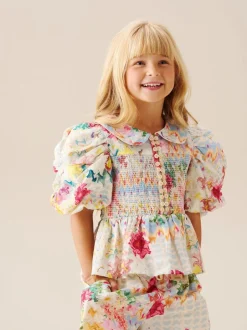 Overhemden En Blouses*Angel & Rocket Orla Multi Peter Pan Collar Shirred Blouse