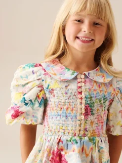 Overhemden En Blouses*Angel & Rocket Orla Multi Peter Pan Collar Shirred Blouse