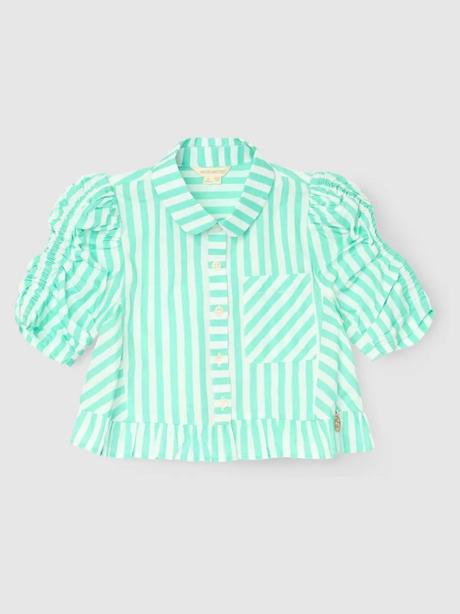 Overhemden En Blouses|Angel & Rocket Sammie Stripe Ruffle Hem Shirt