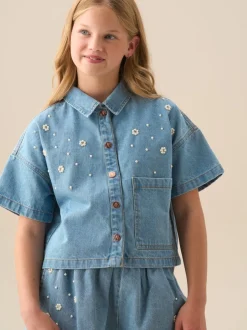 Overhemden En Blouses|Angel & Rocket Zeta Boxy Embellished Denim Shirt