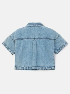 Overhemden En Blouses*Angel & Rocket Zeta Diamonte 100% katoenen denim overhemd met korte mouwen