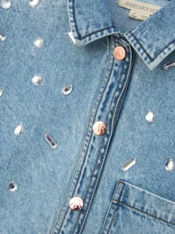 Overhemden En Blouses*Angel & Rocket Zeta Diamonte 100% katoenen denim overhemd met korte mouwen