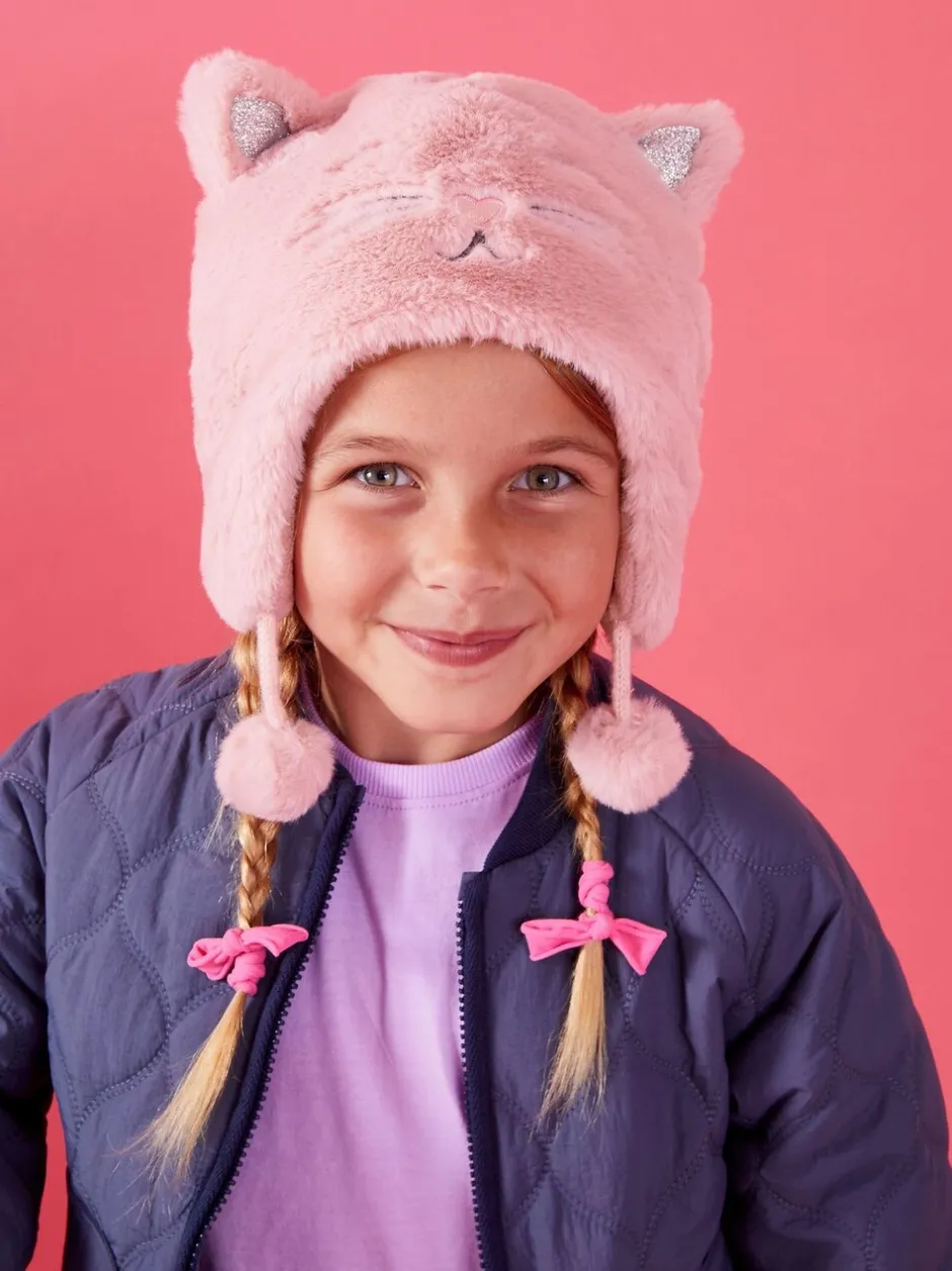 Mutsjes En Antikrabwantjes|Mutsen, Handschoenen En Sjaals|Angels By Accessorize - Chullo muts voor meisjes - Pluizige winterse kattenmuts van imitatiebont