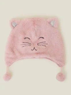 Mutsjes En Antikrabwantjes|Mutsen, Handschoenen En Sjaals|Angels By Accessorize - Chullo muts voor meisjes - Pluizige winterse kattenmuts van imitatiebont