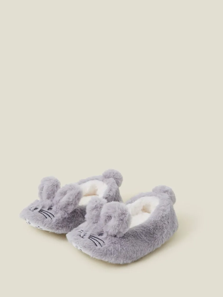 Babyschoenen*Angels By Accessorize ballerinapantoffels voor meisjes van imitatiebont met konijnenmodel