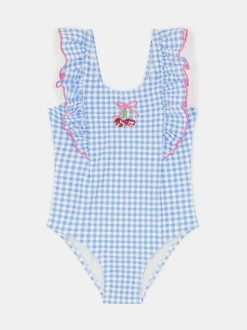 Badkleding|Angels By Accessorize Girls Embellished Cherry Gingham Swimsuit