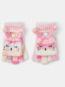 Mutsjes En Antikrabwantjes|Mutsen, Handschoenen En Sjaals|Angels By Accessorize Meisjes Bunny Strepen Vingerloze Handschoenen met Wanten