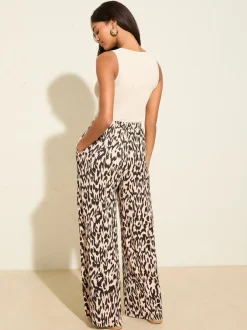 Broeken|Friends Like These Animal - - Jersey broek met wijde pijpen met kreukeffect