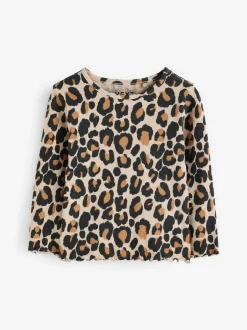Tops|T-Shirts*Next - Geribbeld T-shirt met lange mouwen en katoengehalte (3 mnd-7 jr) Animal luipaardprint