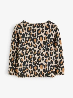 Tops|T-Shirts*Next - Geribbeld T-shirt met lange mouwen en katoengehalte (3 mnd-7 jr) Animal luipaardprint