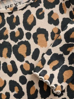 Tops|T-Shirts*Next - Geribbeld T-shirt met lange mouwen en katoengehalte (3 mnd-7 jr) Animal luipaardprint