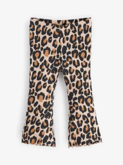 Broeken En Leggings|Next Animal luipaardprint - Geribbelde flare legging (3 mnd-7 jr)