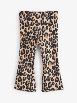 Broeken En Leggings|Next Animal luipaardprint - Geribbelde flare legging (3 mnd-7 jr)
