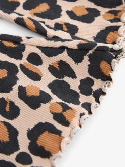 Broeken En Leggings|Next Animal luipaardprint - Geribbelde flare legging (3 mnd-7 jr)