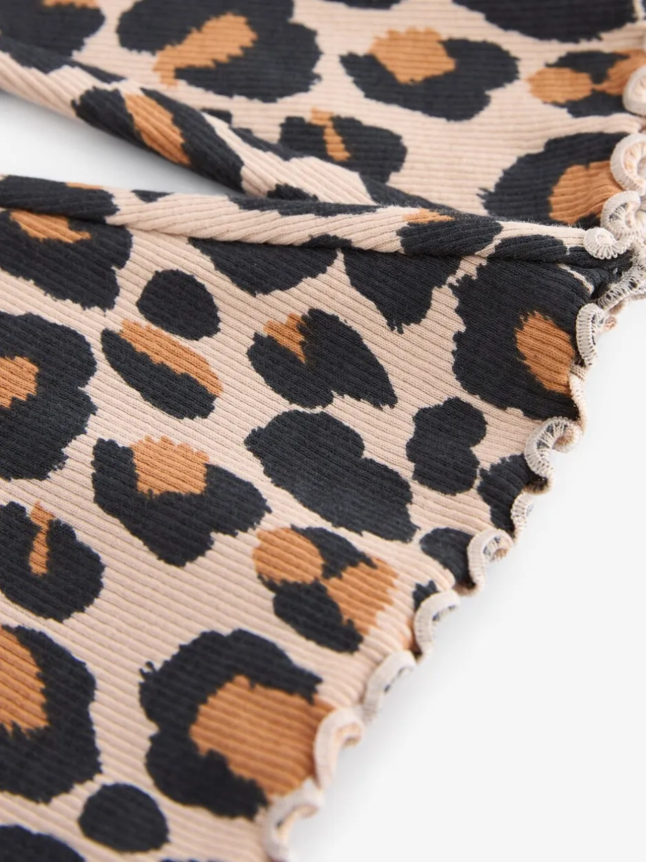 Broeken En Leggings|Next Animal luipaardprint - Geribbelde flare legging (3 mnd-7 jr)