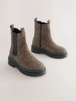 Boots*Next - Leren Chunky Chelsea Boots Animal luipaardprint