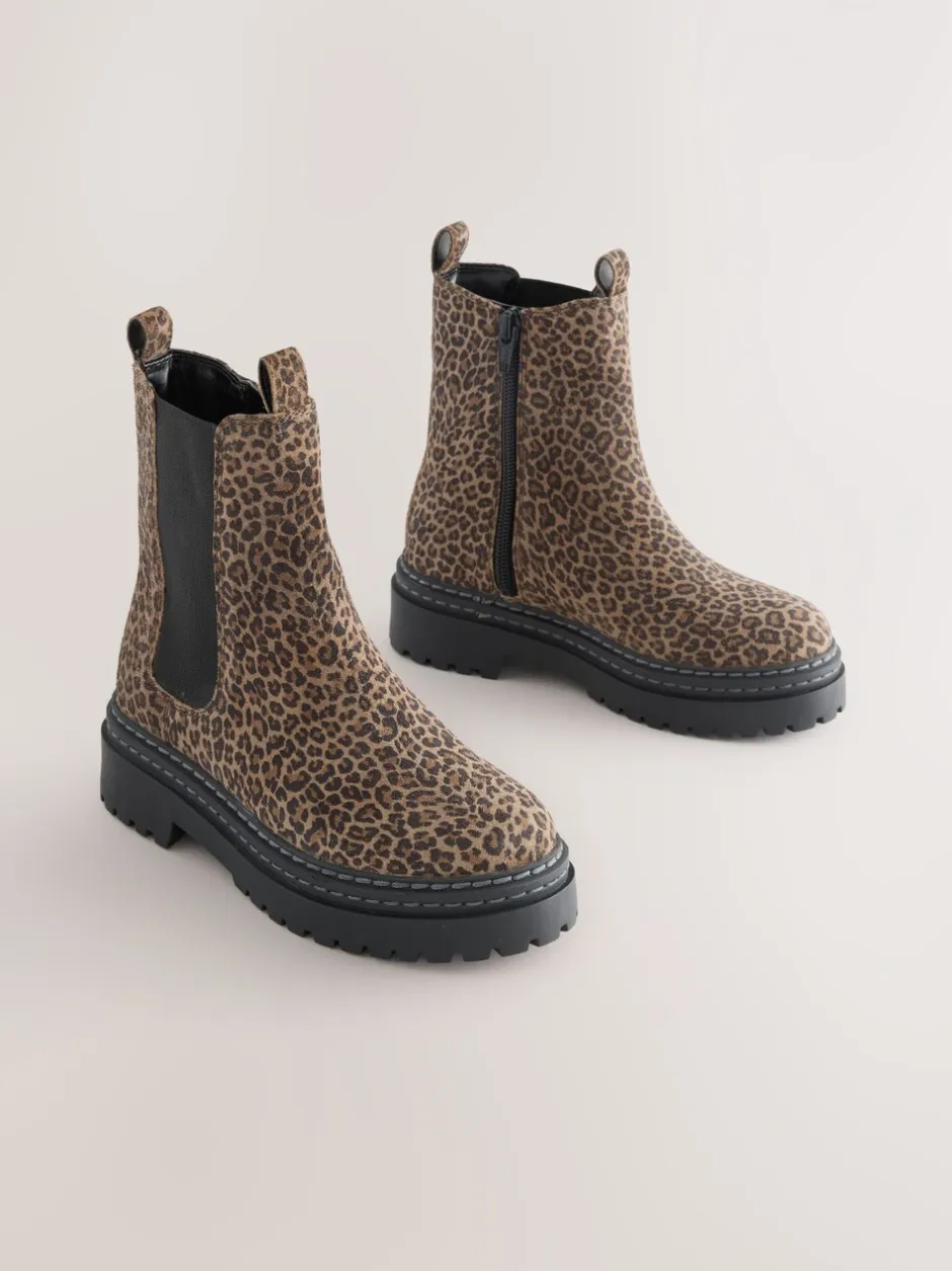 Boots*Next - Leren Chunky Chelsea Boots Animal luipaardprint