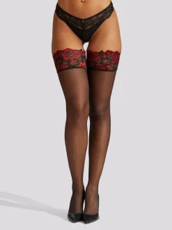Sokken En Panty's*Ann Summers Lace Top Contrast 100% Cotton Tights