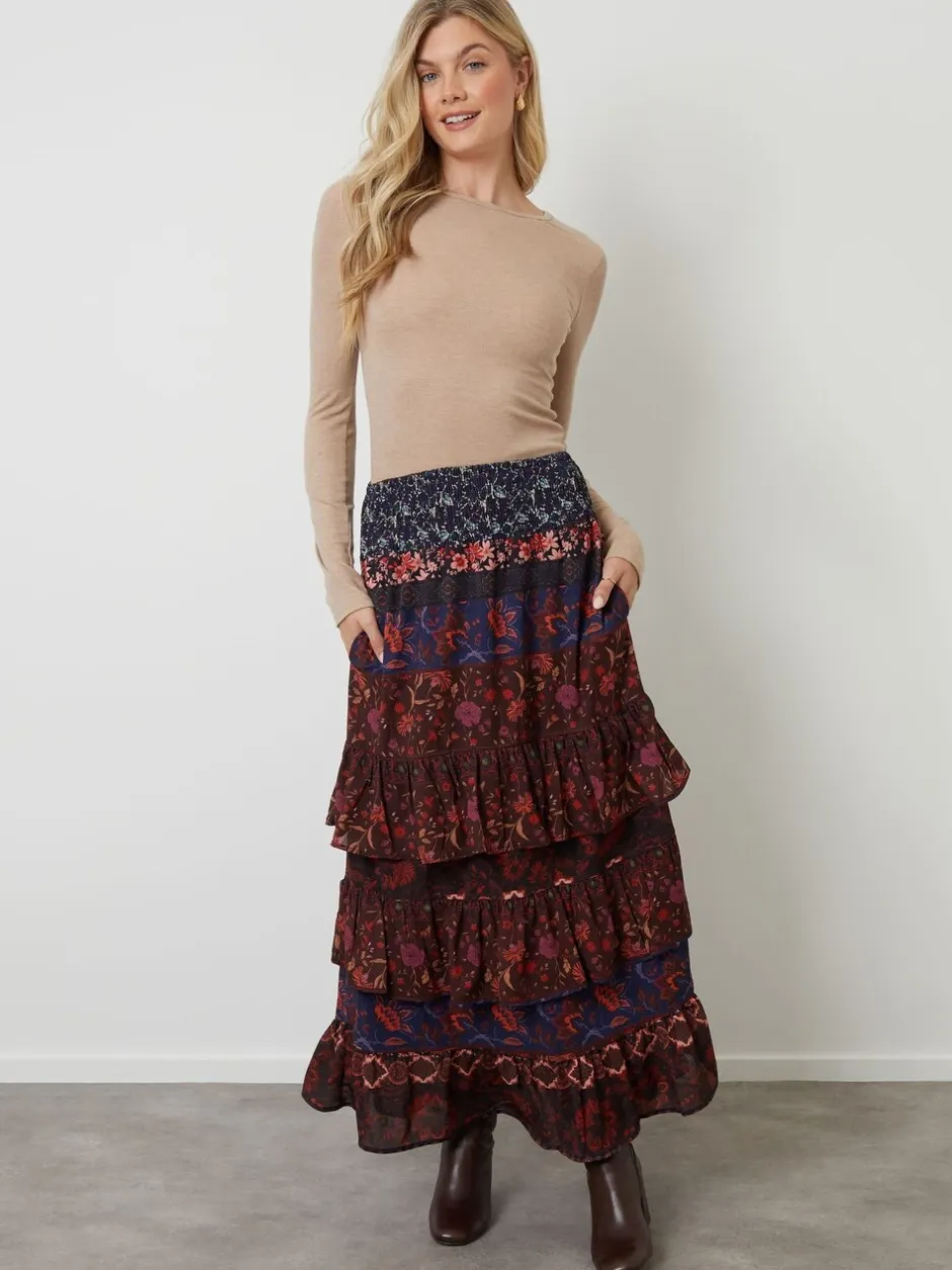 Rokken*Another Sunday Floral Tiered Maxi Skirt