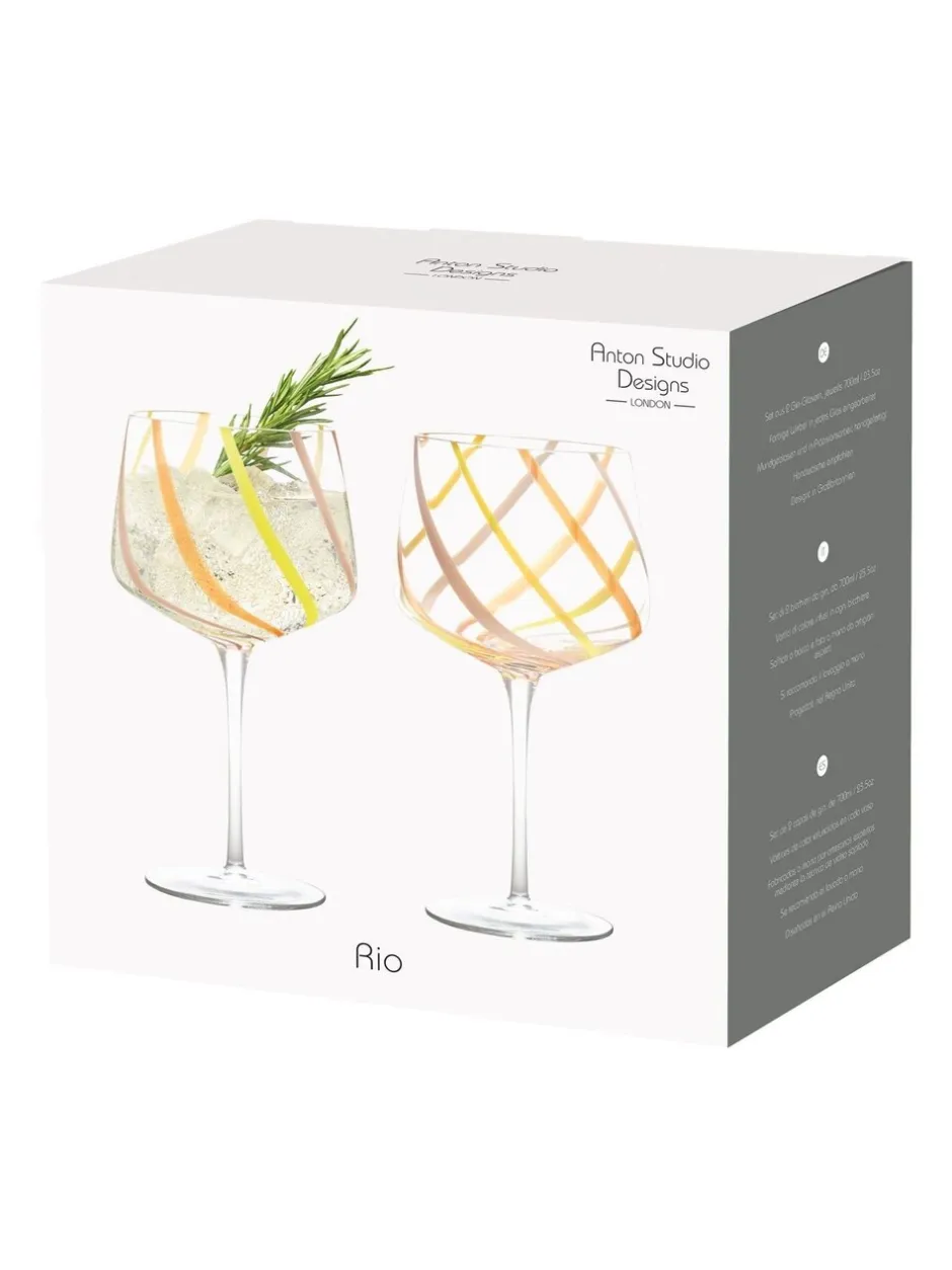 Glas*Anton Studio Designs - Set van 2 Rio Gin-glazen Citroengeel