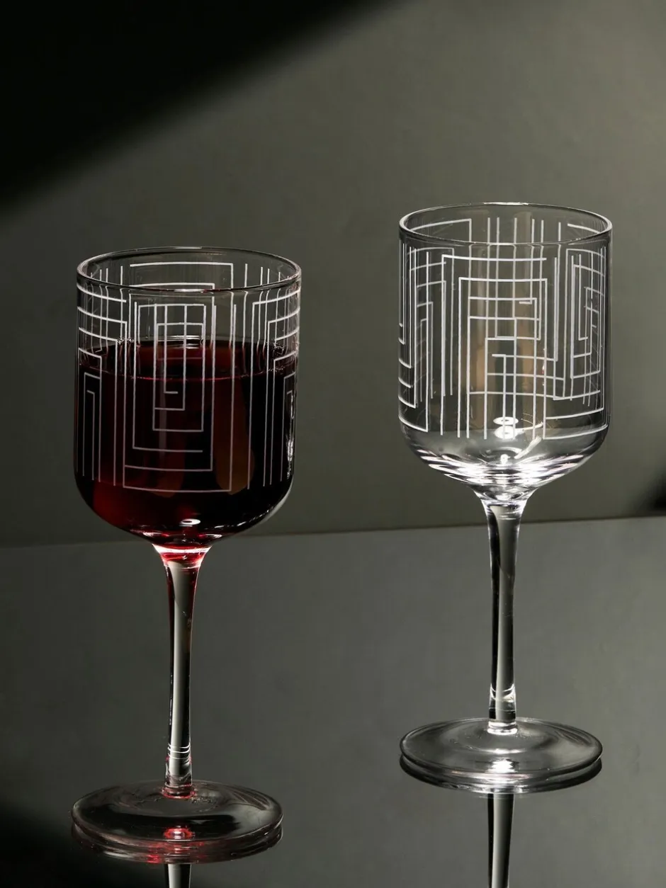 Glas|Anton Studio Designs Set van 2 Maze Wijnglazen