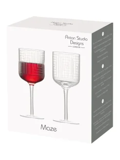 Glas|Anton Studio Designs Set van 2 Maze Wijnglazen