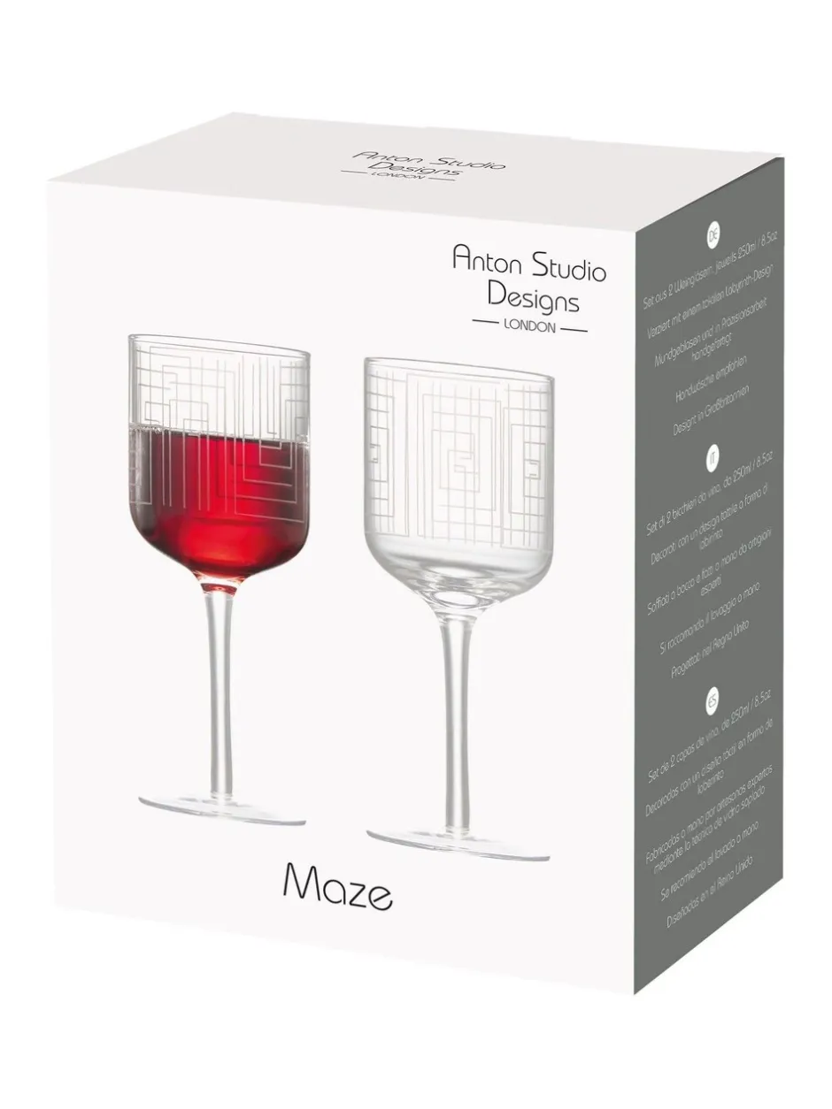 Glas|Anton Studio Designs Set van 2 Maze Wijnglazen