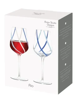 Glas*Anton Studio Designs Set van 2 Rio wijnglazen Azuur