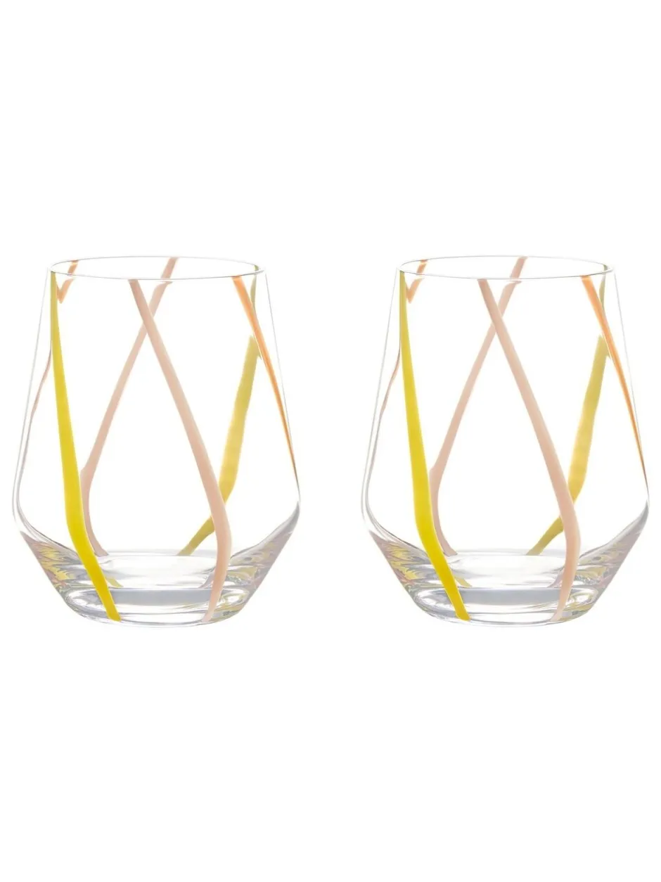Glas*Anton Studio Designs Set of 2 Rio DOF Tumblers Azure Citroengeel
