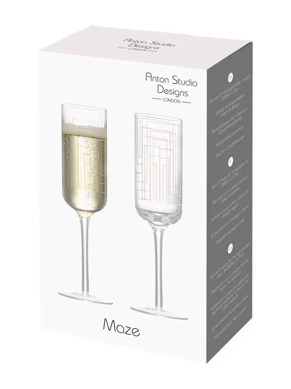 Glas*Anton Studio Designs set van 2 Maze champagneflûtes