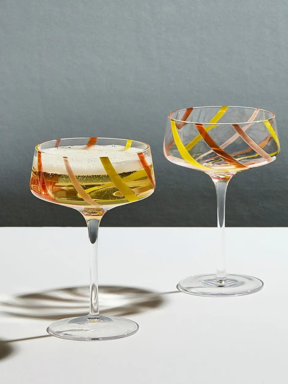 Glas|Anton Studio Designs set van 2 Rio champagnecoupes Citroengeel