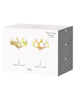 Glas|Anton Studio Designs set van 2 Rio champagnecoupes Citroengeel