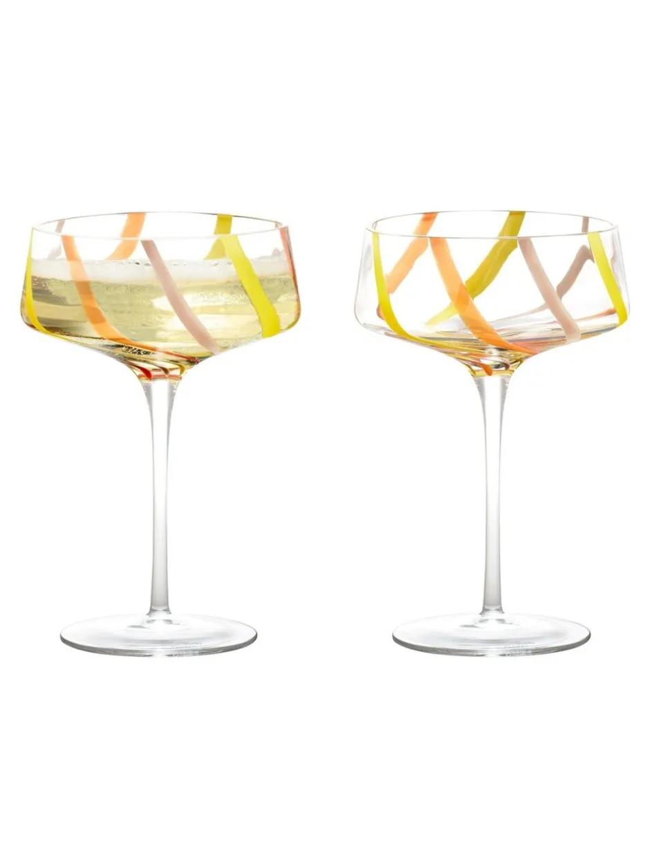 Glas|Anton Studio Designs set van 2 Rio champagnecoupes Citroengeel