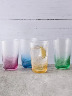 Glas*Anton Studio Designs Set of 4 Swirl Hiball Tumblers